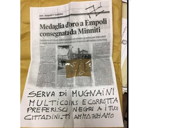 lettera minacce sindaca Empoli