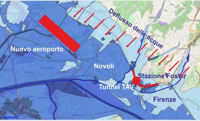 Rischio idrogeologico: “Aeroporto e AV fanno effetto diga su Piana Fiorentina”