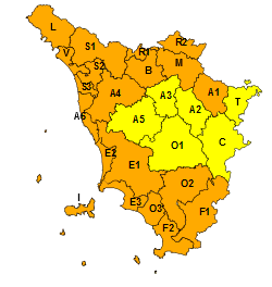 Allerta arancione sulla Toscana